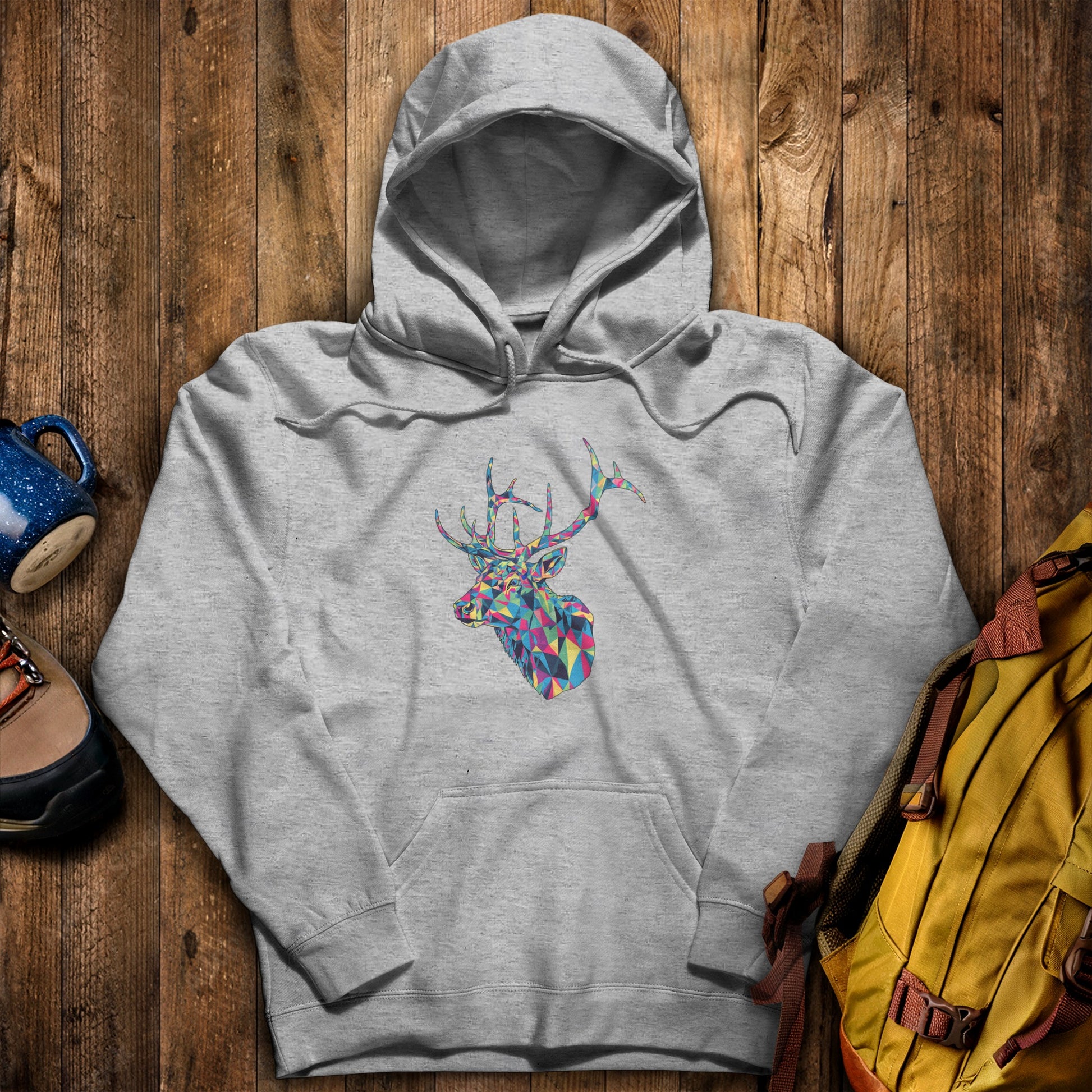 Elk Mosaic Hoodie Sport Grey Adventure and Outdoors Themed Hoodie