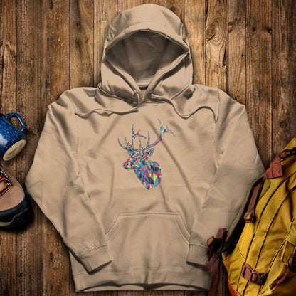 Elk Mosaic Hoodie Sand Adventure and Outdoors Themed Hoodie