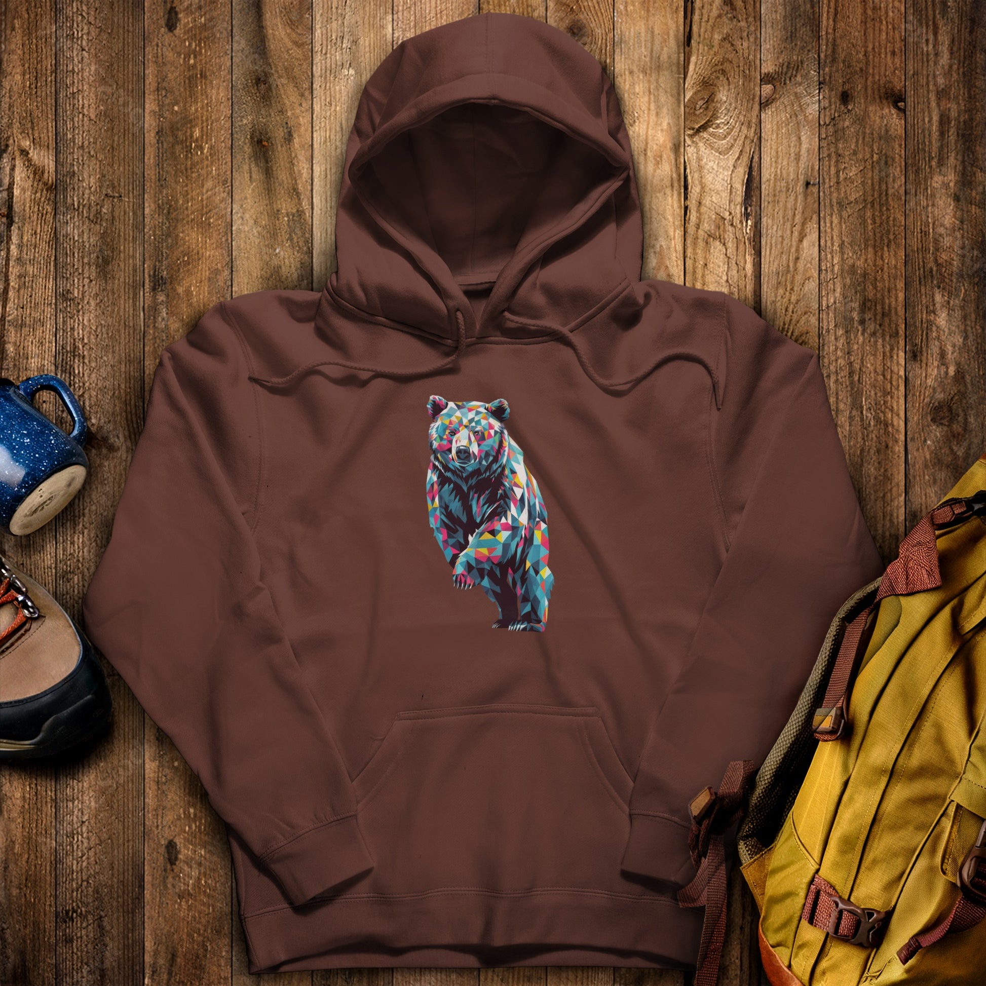 Bear Mosaic Hoodie Cocoa Adventure and Outdoors Themed Hoodie