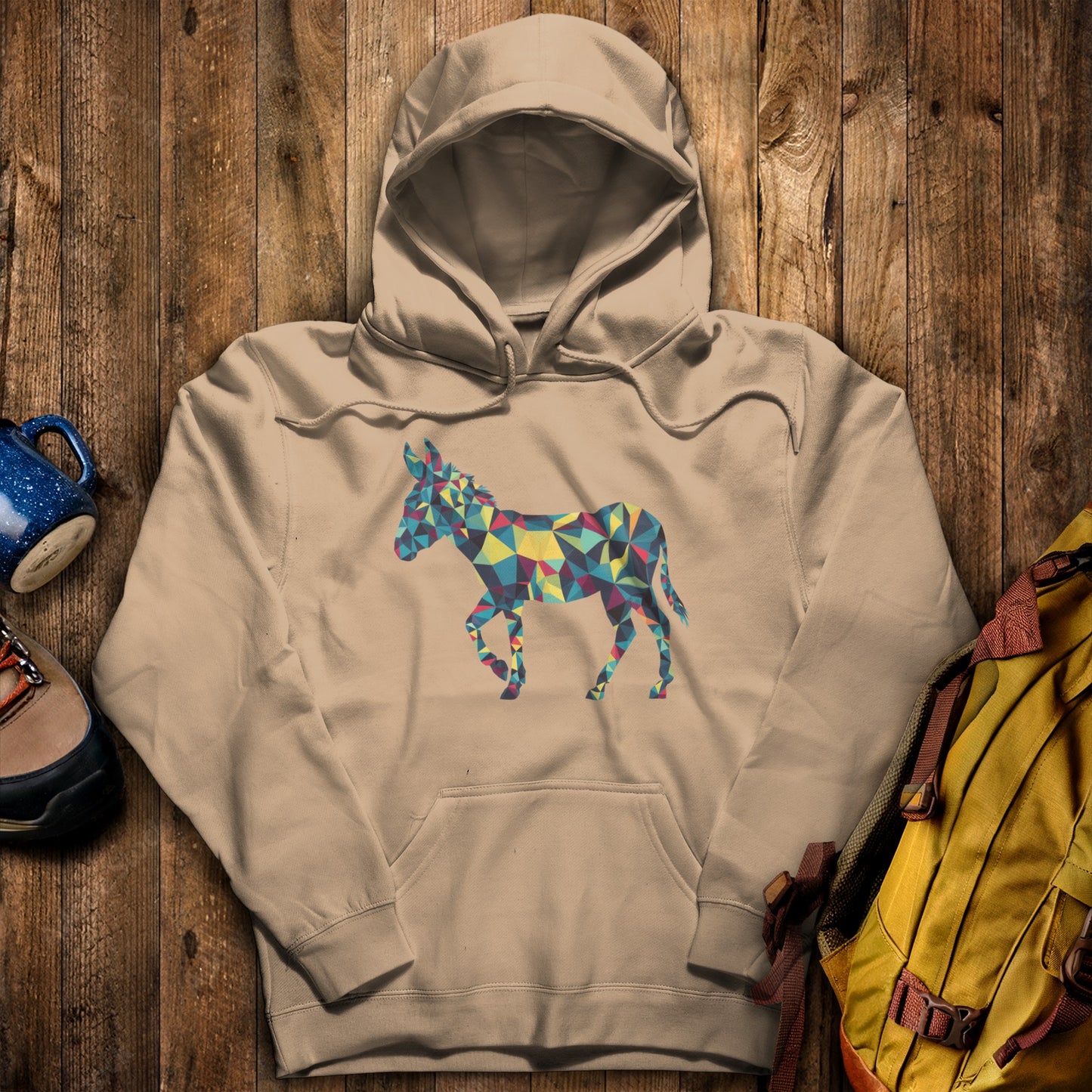 Donkey Mosaic Hoodie Sand Adventure and Outdoors Themed Hoodie