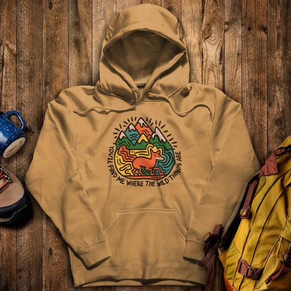 You'll Find Me Hoodie Mustard Adventure and Outdoors Themed Hoodie