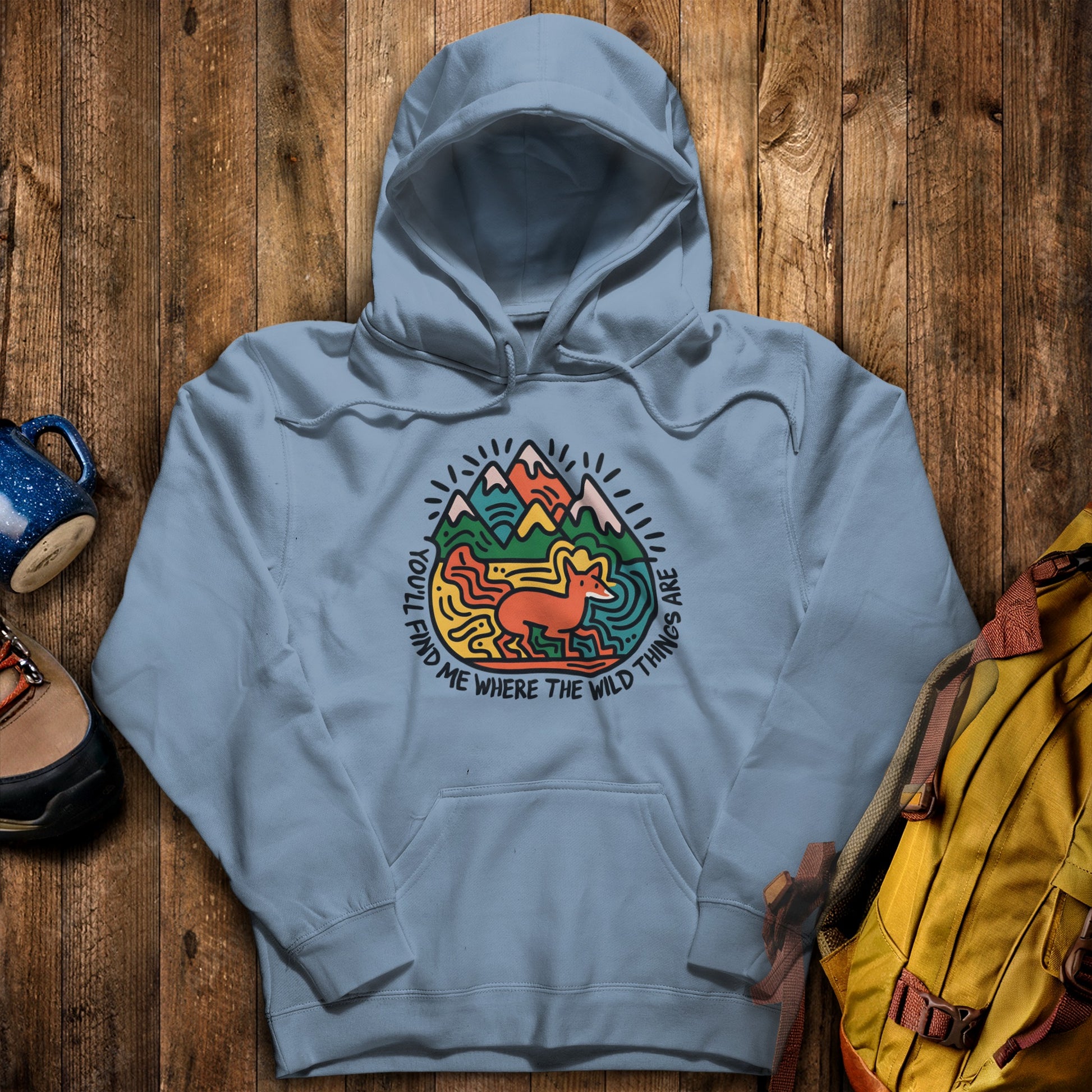 You'll Find Me Hoodie Stone Blue Adventure and Outdoors Themed Hoodie