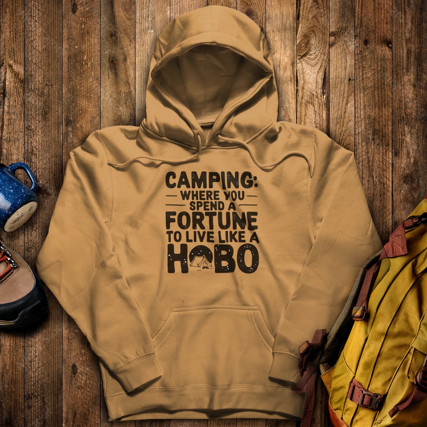 Spend a Fortune Hoodie Mustard Adventure and Outdoors Themed Hoodie