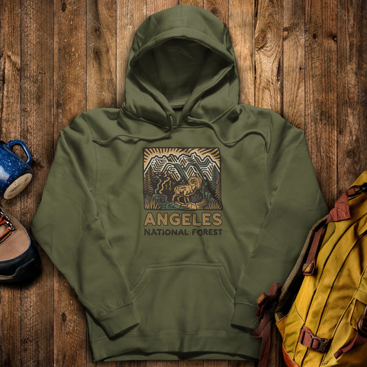 Angeles National Forest Hoodie Military Green Adventure and Outdoors Themed Hoodie
