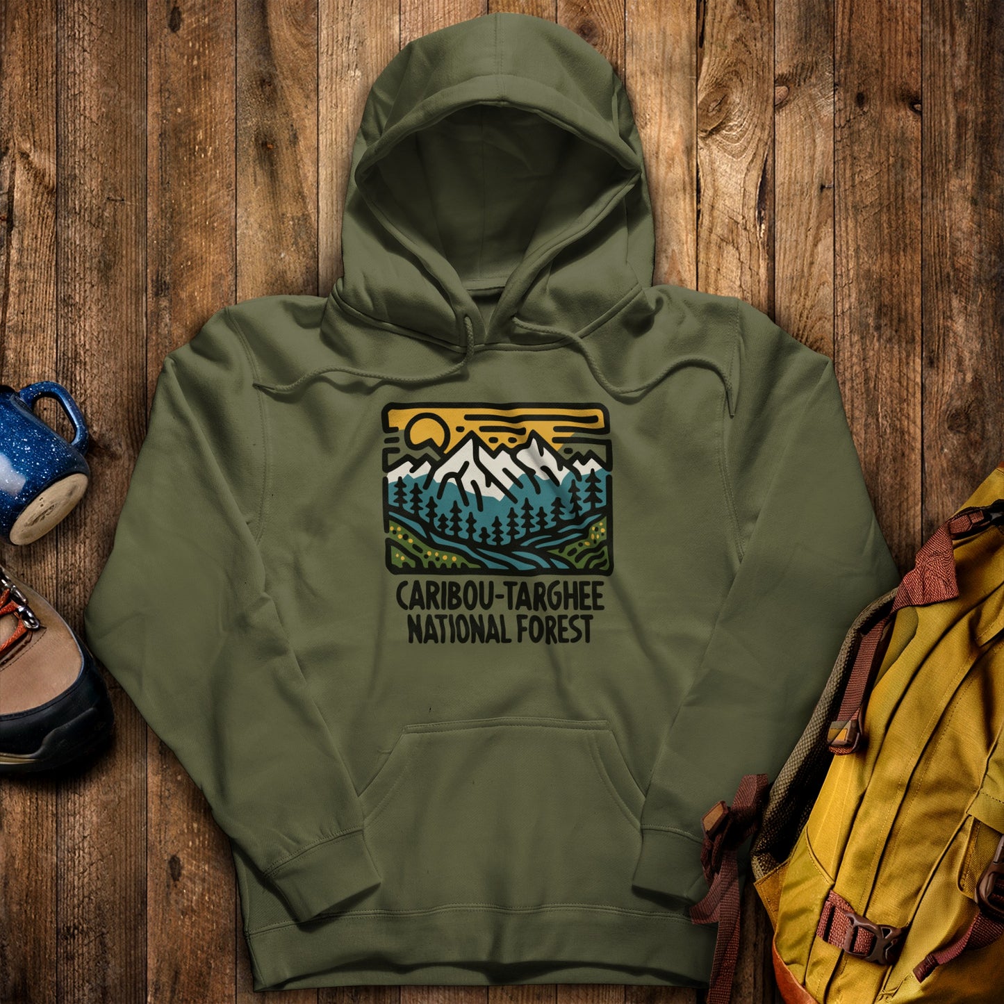 Caribou-Targhee National Forest Hoodie Military Green Adventure and Outdoors Themed Hoodie