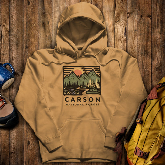 Carson National Forest Hoodie Mustard Adventure and Outdoors Themed Hoodie
