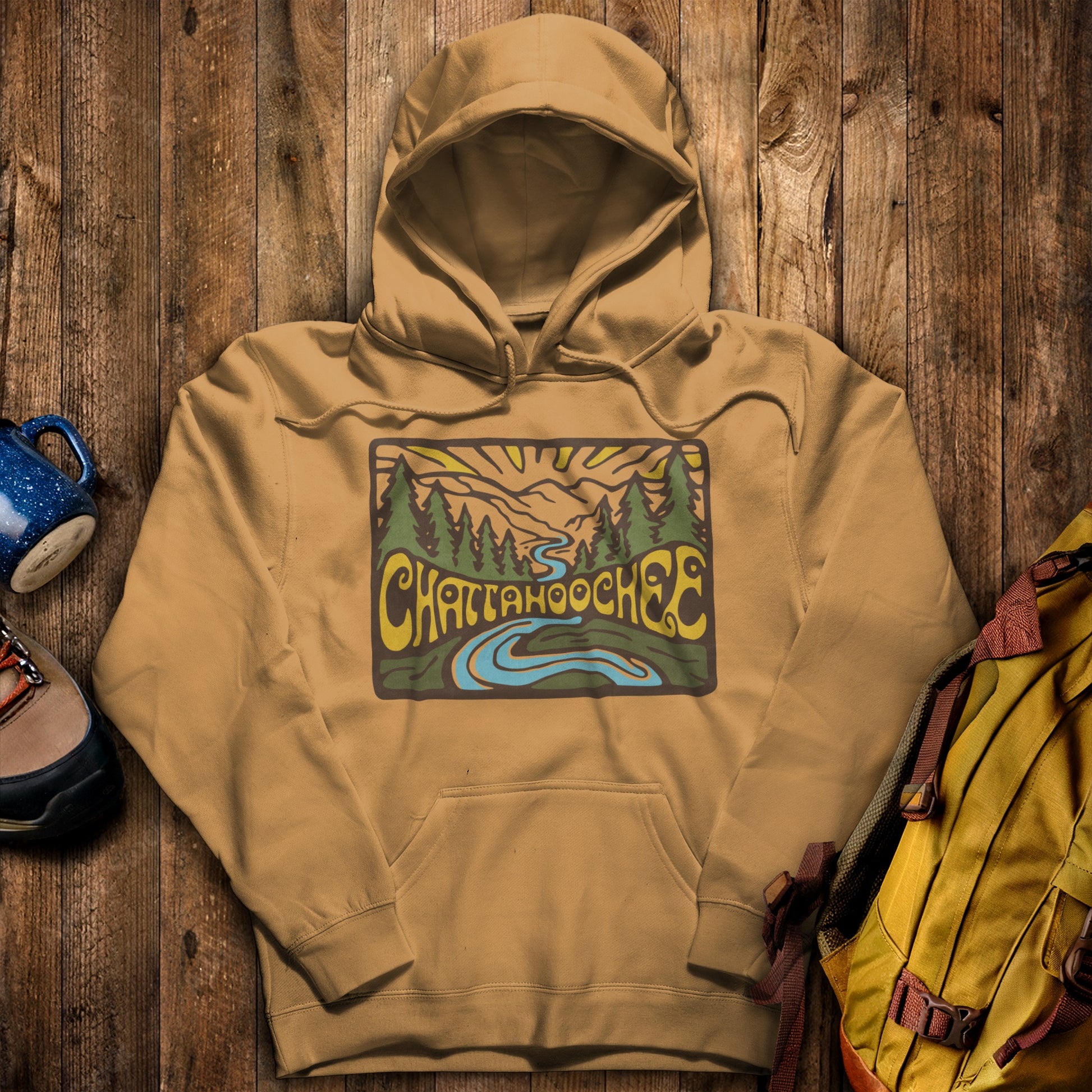 Chattahoochee National Forest Hoodie Mustard Adventure and Outdoors Themed Hoodie