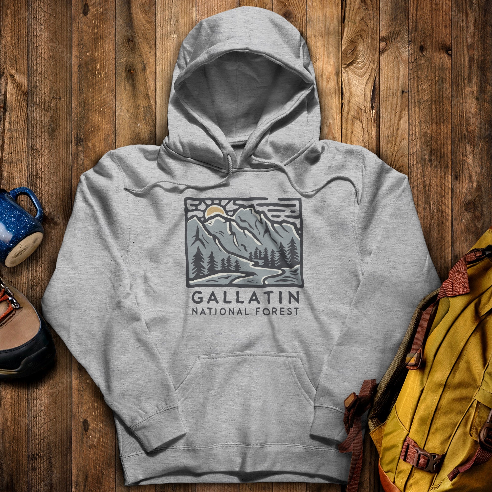 Gallatin National Forest Hoodie Sport Grey Adventure and Outdoors Themed Hoodie