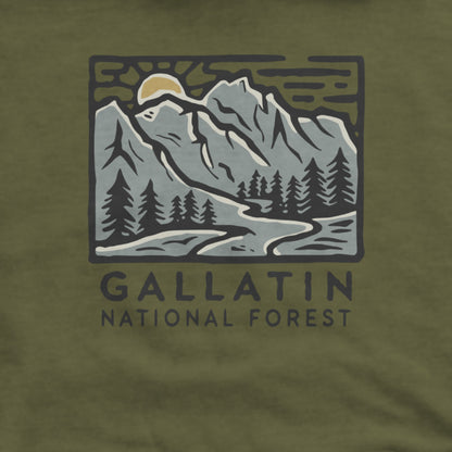 Gallatin National Forest Hoodie Adventure and Outdoors Themed Hoodie
