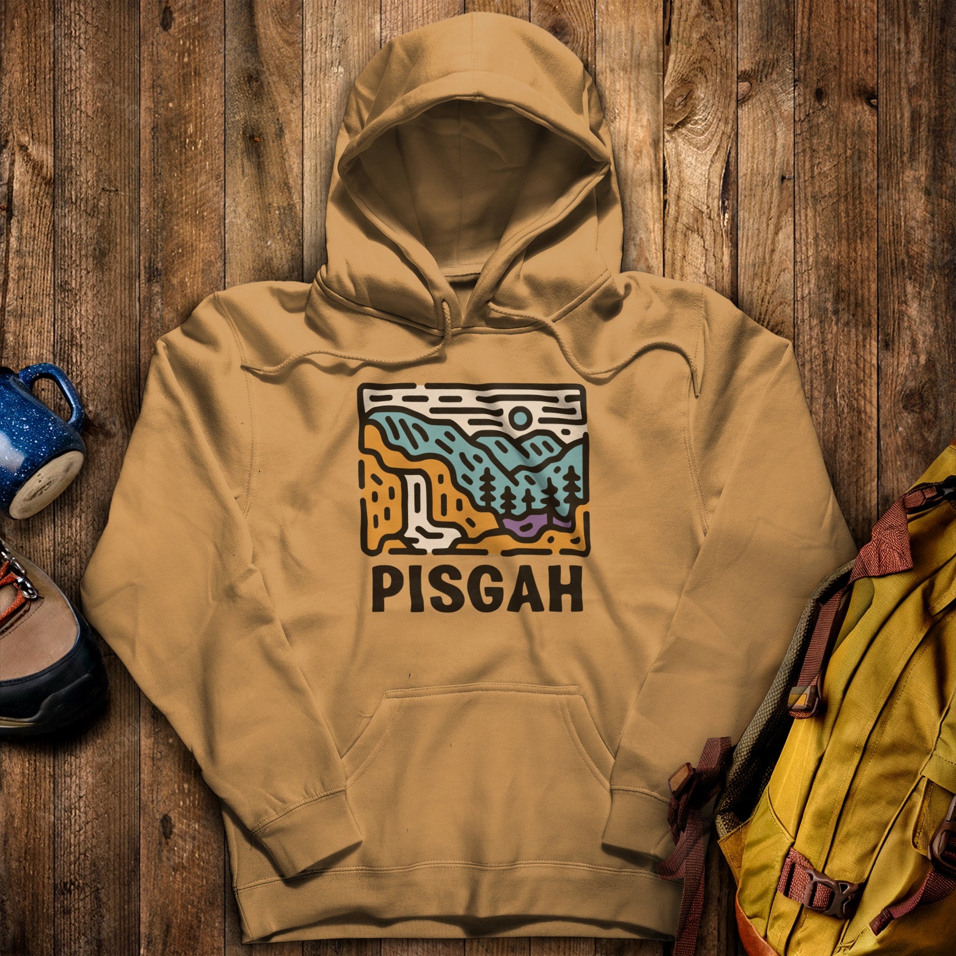 Pisgah National Forest Hoodie Mustard Adventure and Outdoors Themed Hoodie