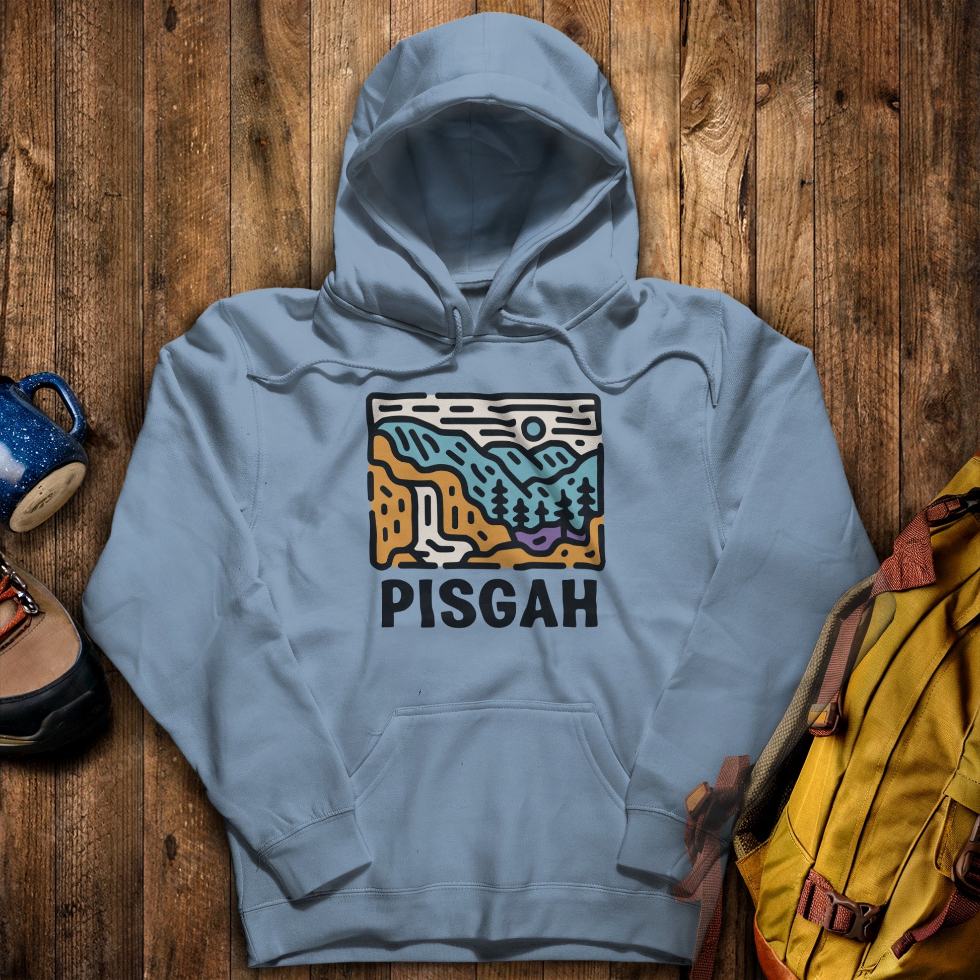 Pisgah National Forest Hoodie Stone Blue Adventure and Outdoors Themed Hoodie