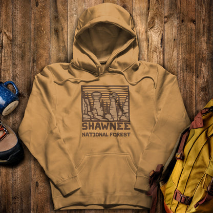 Shawnee National Forest Hoodie Mustard Adventure and Outdoors Themed Hoodie