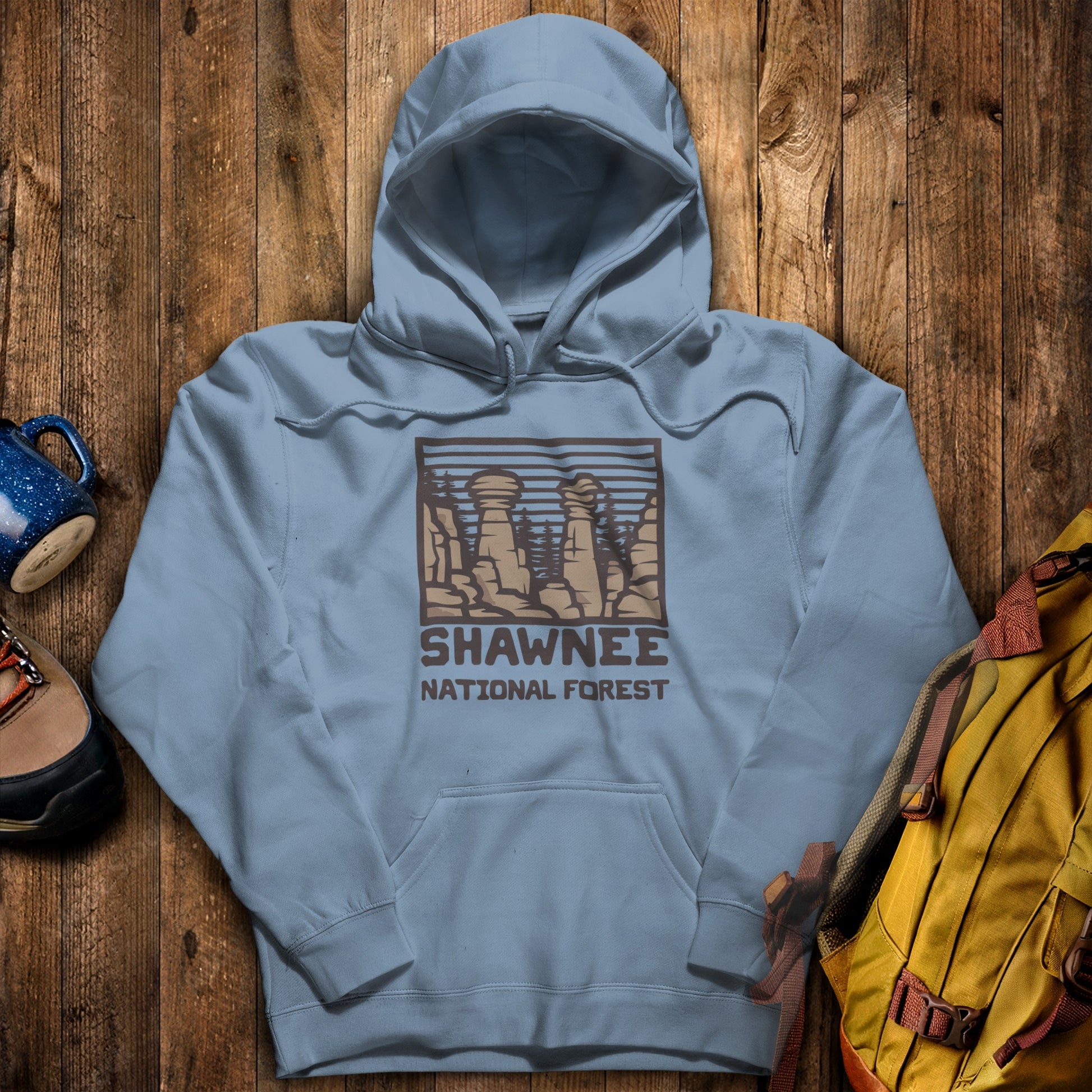 Shawnee National Forest Hoodie Stone Blue Adventure and Outdoors Themed Hoodie