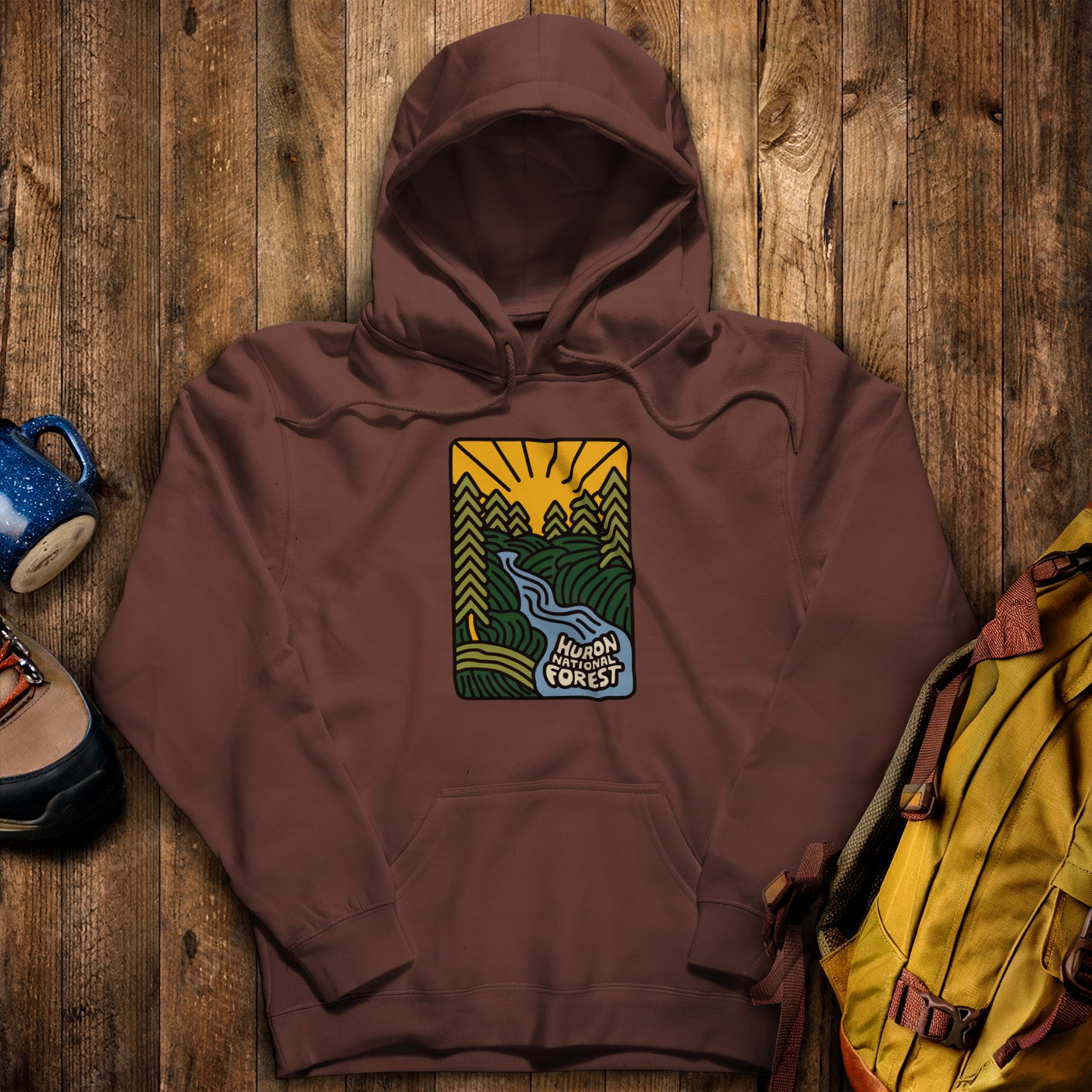 Huron National Forest Hoodie Cocoa Adventure and Outdoors Themed Hoodie