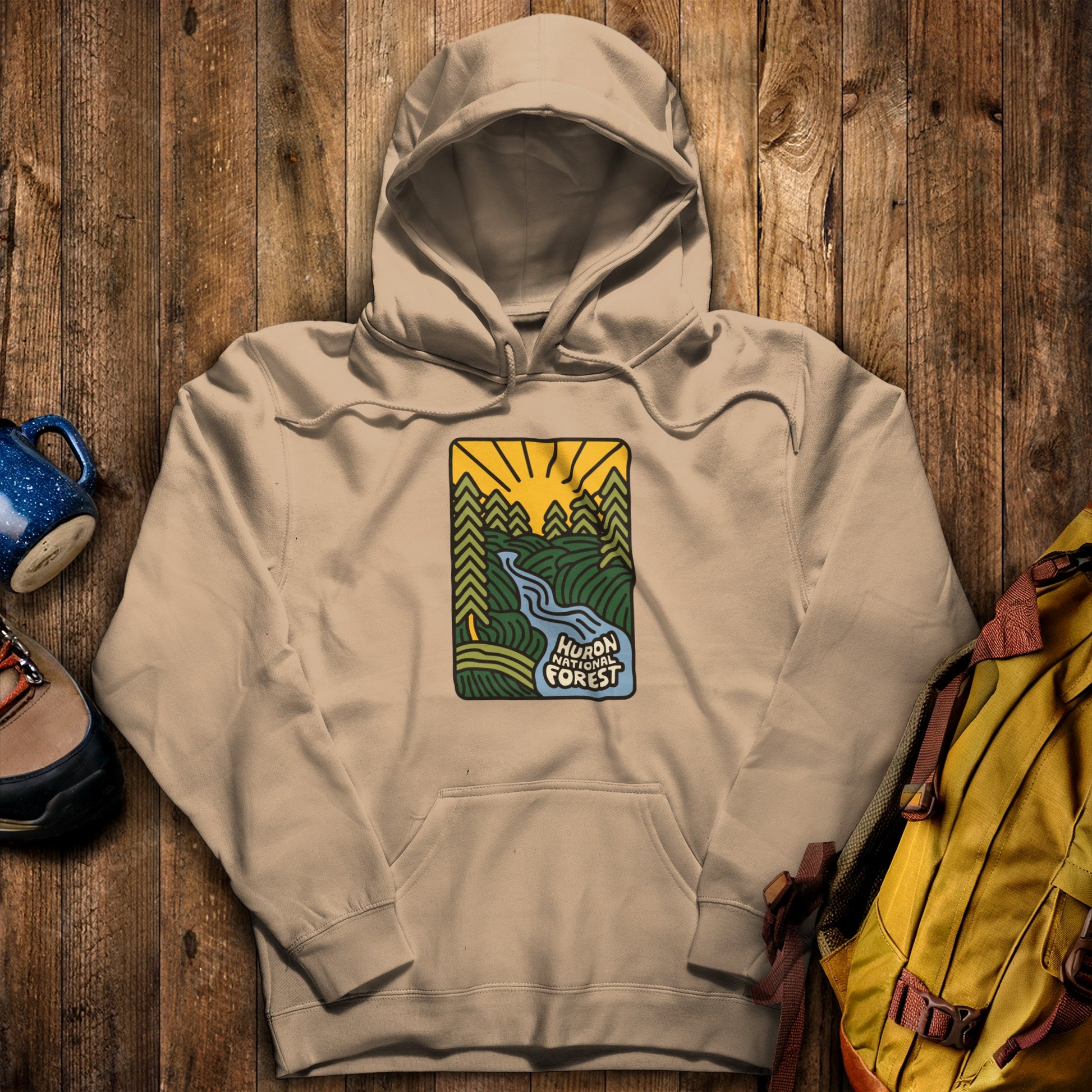 Huron National Forest Hoodie Sand Adventure and Outdoors Themed Hoodie