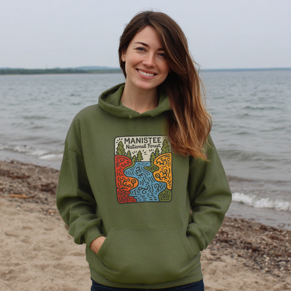 Manistee National Forest Hoodie Adventure and Outdoors Themed Hoodie