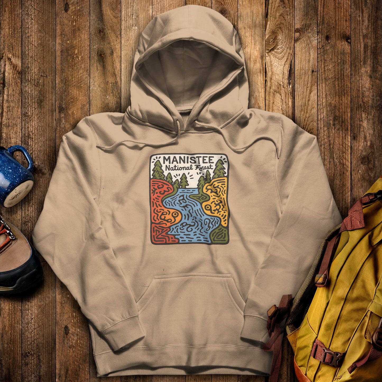 Manistee National Forest Hoodie Sand Adventure and Outdoors Themed Hoodie