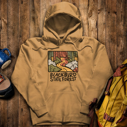 Blackbird State Forest Hoodie Mustard Adventure and Outdoors Themed Hoodie
