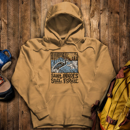 Saint Inigoes State Forest Hoodie Mustard Adventure and Outdoors Themed Hoodie