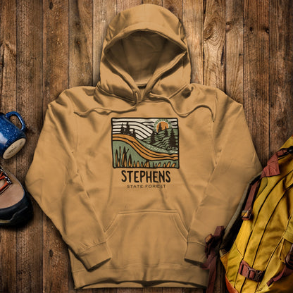 Stephens State Forest Hoodie Mustard Adventure and Outdoors Themed Hoodie