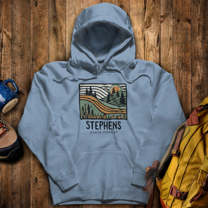 Stephens State Forest Hoodie Stone Blue Adventure and Outdoors Themed Hoodie
