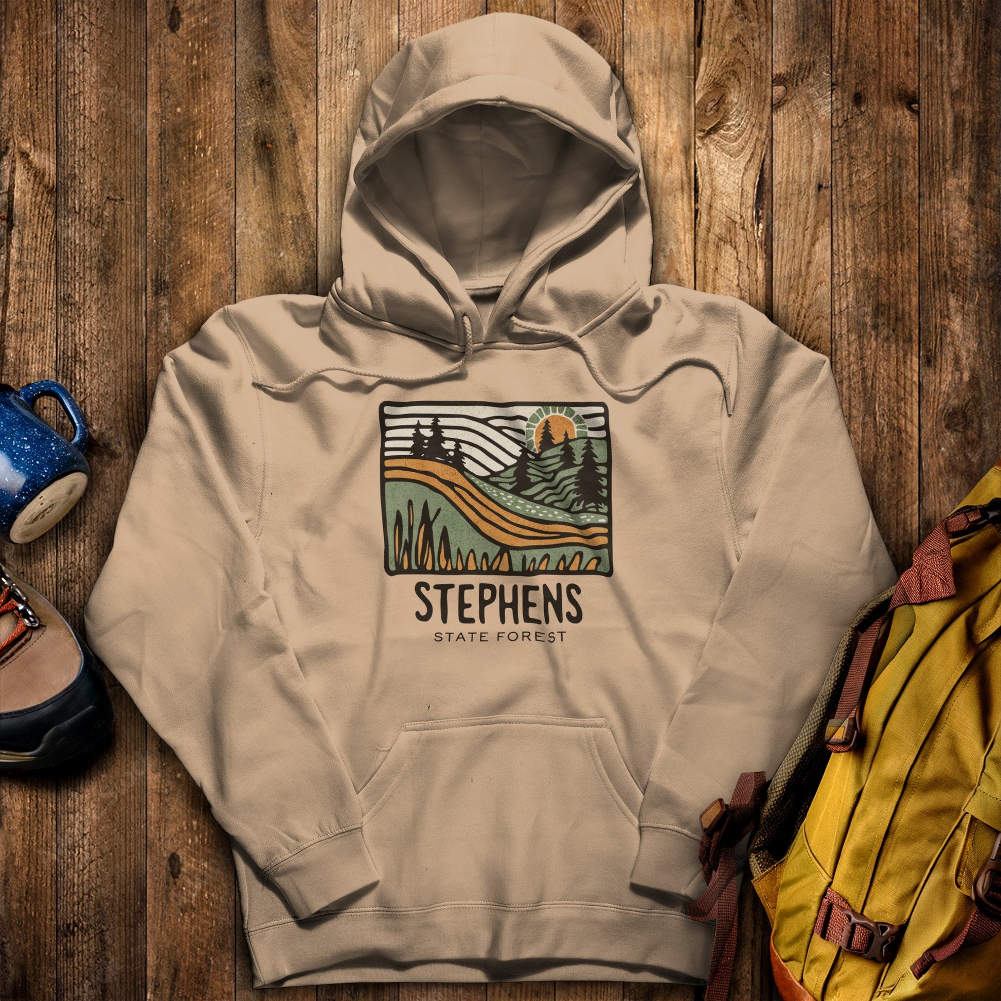 Stephens State Forest Hoodie Sand Adventure and Outdoors Themed Hoodie