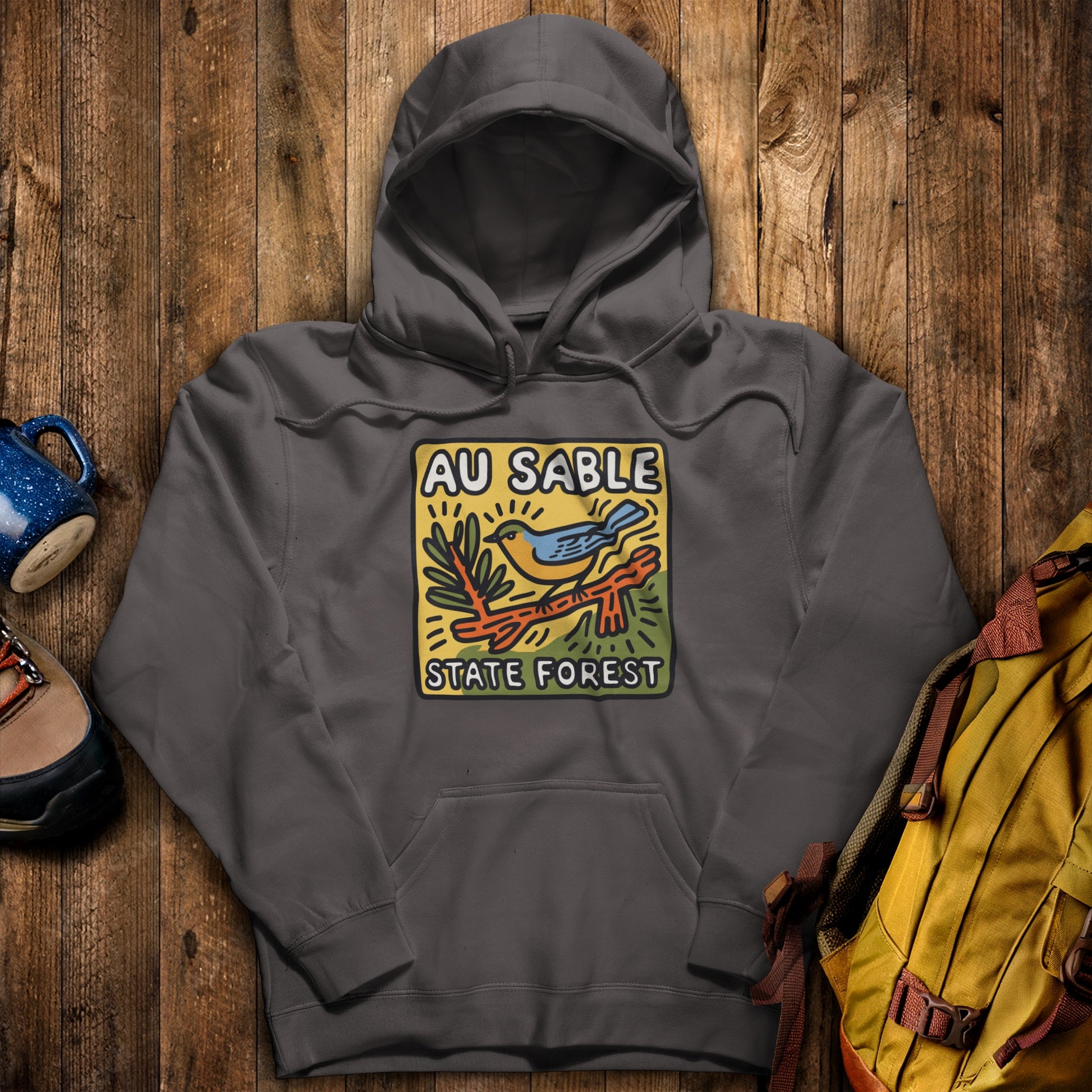 Au Sable State Forest Hoodie Charcoal Adventure and Outdoors Themed Hoodie