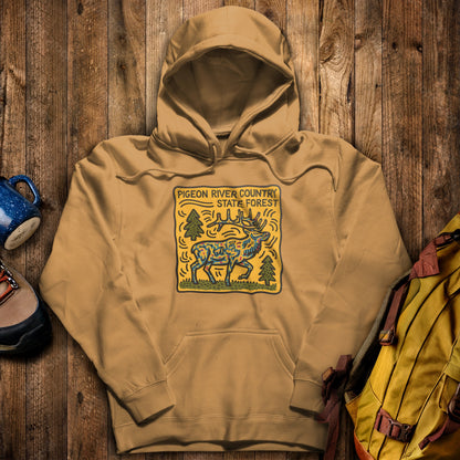 Pigeon River Country State Forest Hoodie Mustard Adventure and Outdoors Themed Hoodie