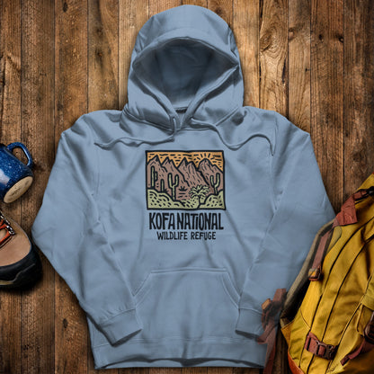 Kofa National Wildlife Refuge Hoodie Stone Blue Adventure and Outdoors Themed Hoodie