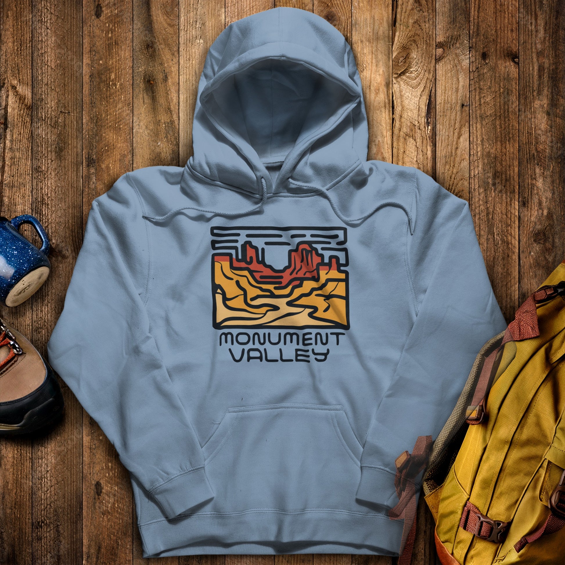 Monument Valley Hoodie Stone Blue Adventure and Outdoors Themed Hoodie