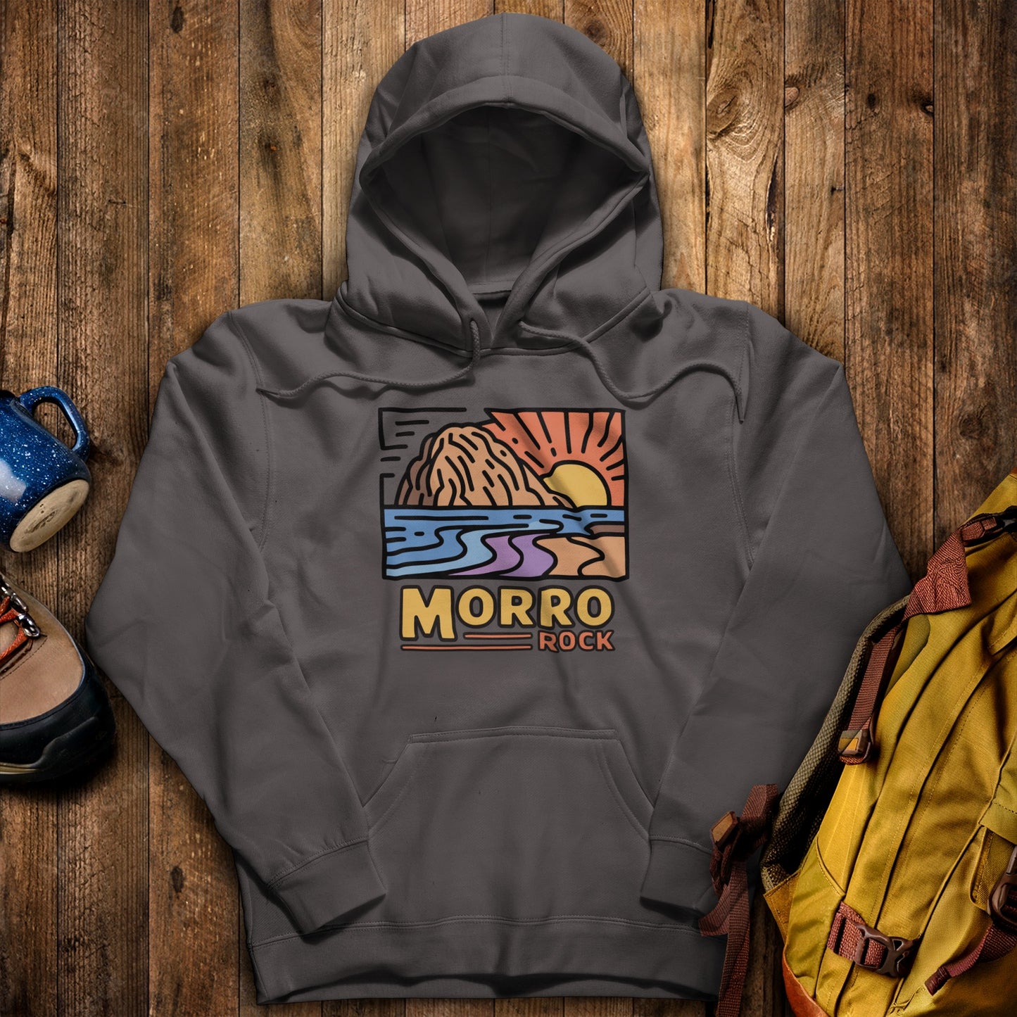 Morro Rock Hoodie Charcoal Adventure and Outdoors Themed Hoodie