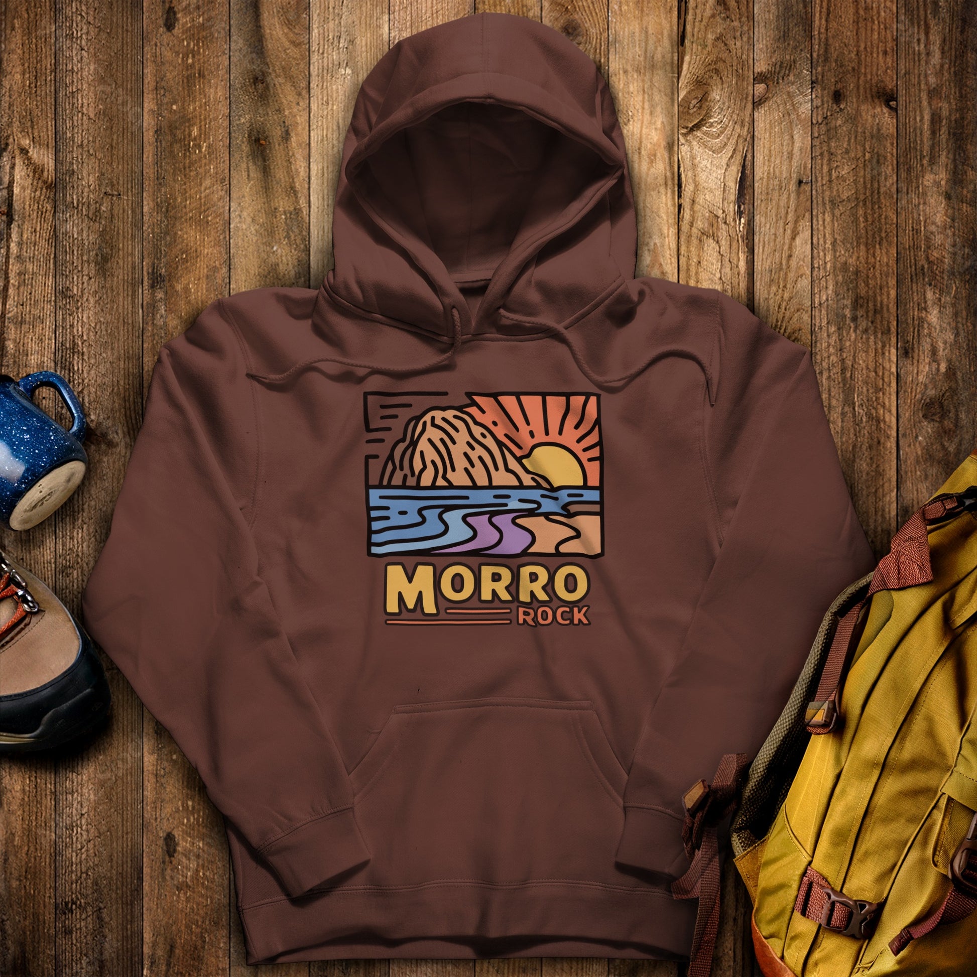 Morro Rock Hoodie Cocoa Adventure and Outdoors Themed Hoodie