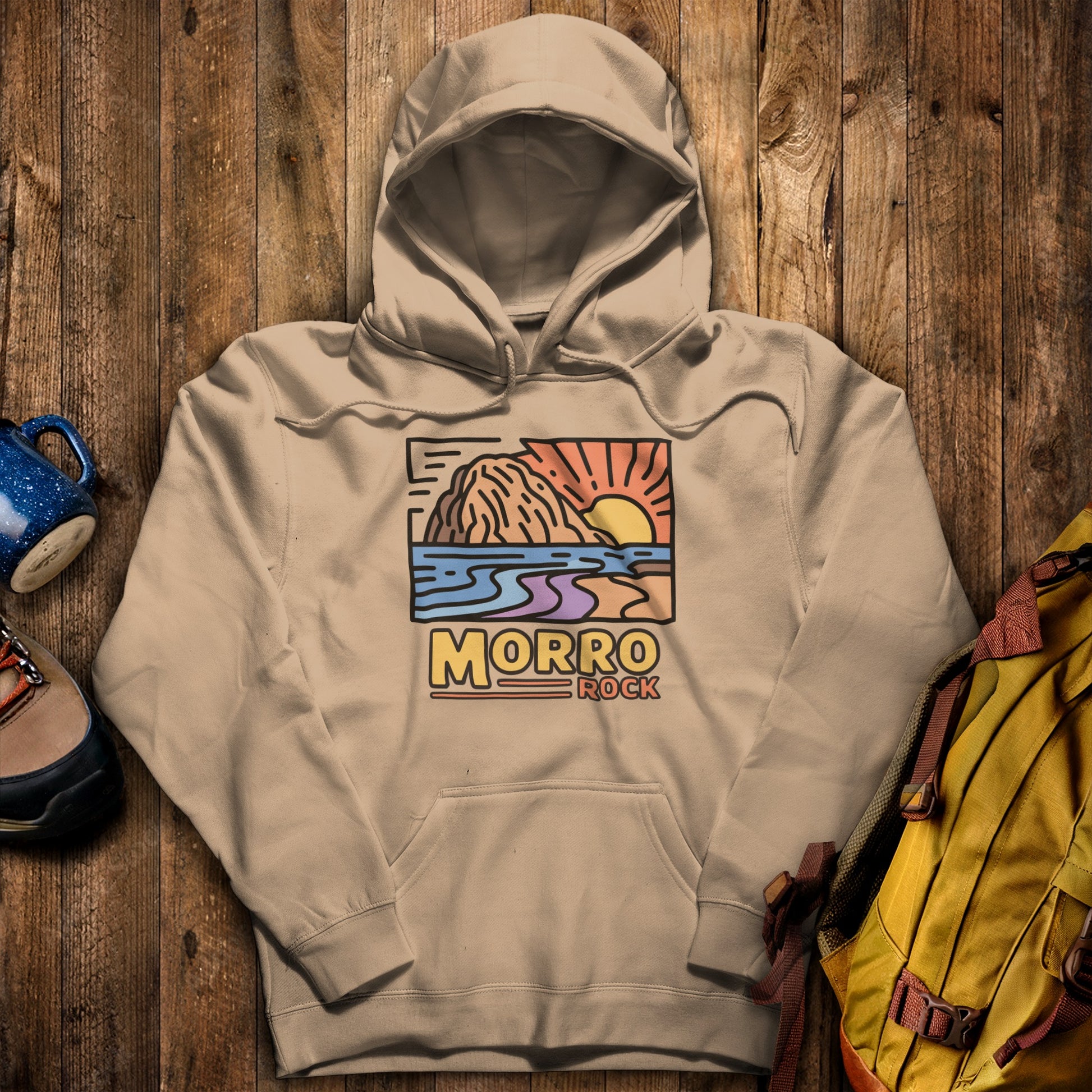 Morro Rock Hoodie Sand Adventure and Outdoors Themed Hoodie