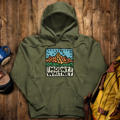 Mount Whitney Hoodie Military Green Adventure and Outdoors Themed Hoodie