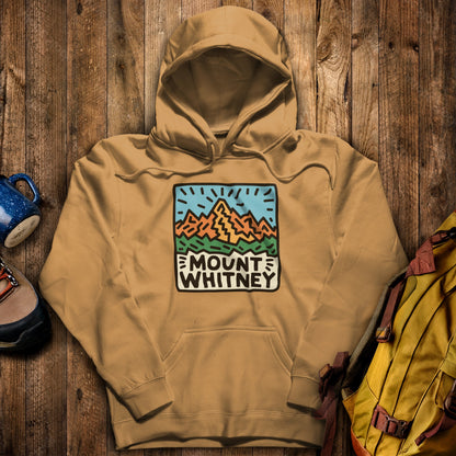 Mount Whitney Hoodie Mustard Adventure and Outdoors Themed Hoodie