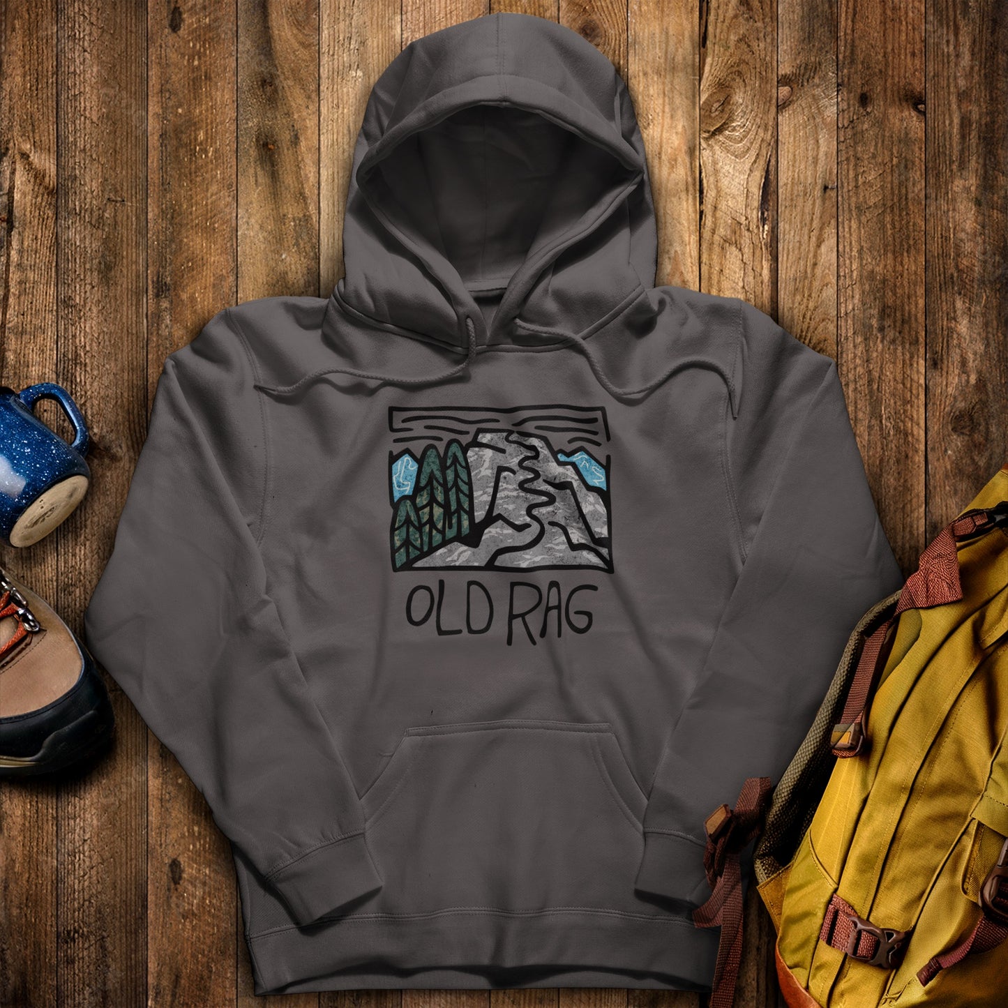 Old Rag Mountain Hoodie Charcoal Adventure and Outdoors Themed Hoodie