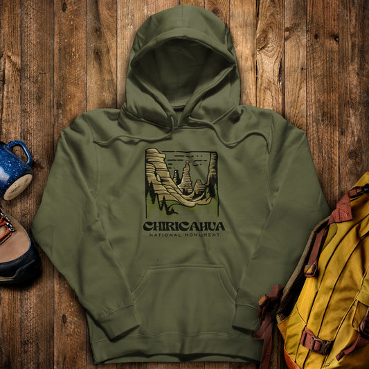 Chiricahua National Monument Hoodie Military Green Adventure and Outdoors Themed Hoodie