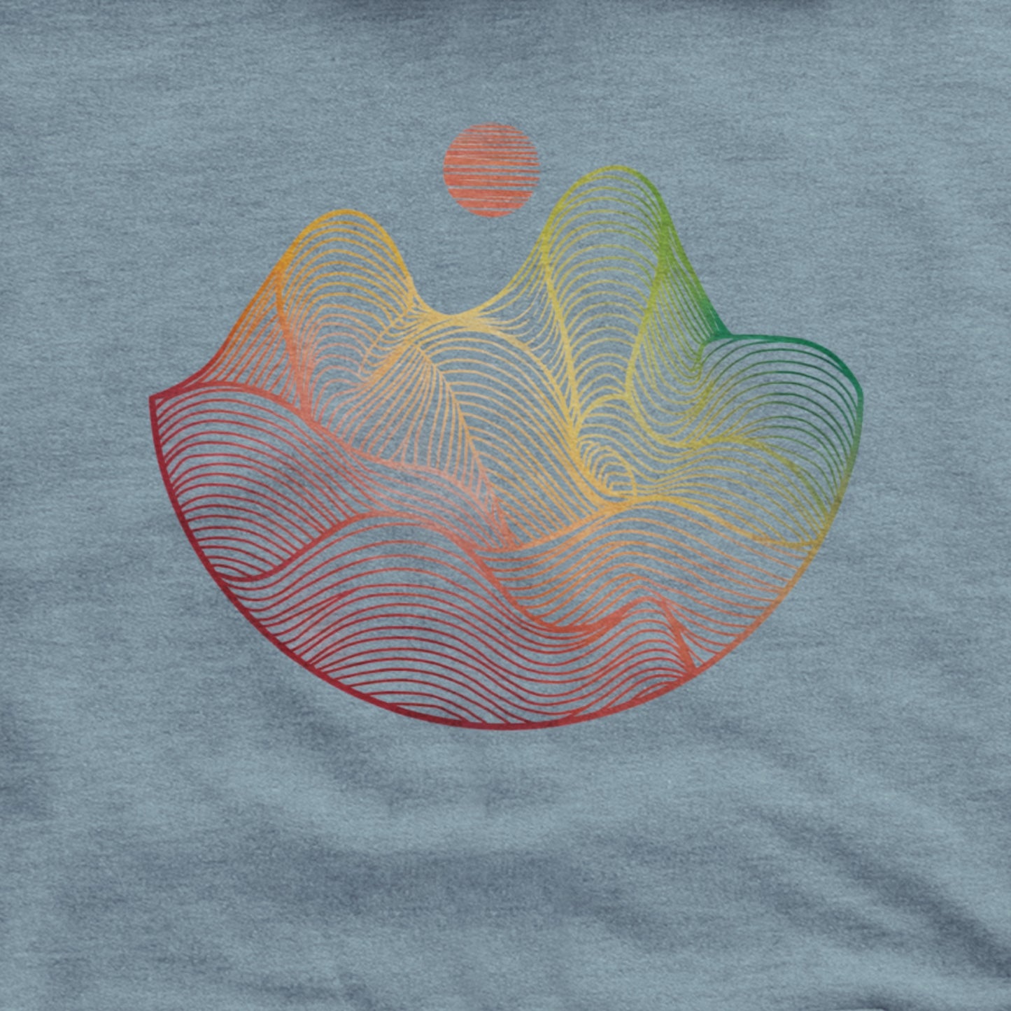 Mountain Sunset Woodblock Hoodie Adventure and Outdoors Themed Hoodie