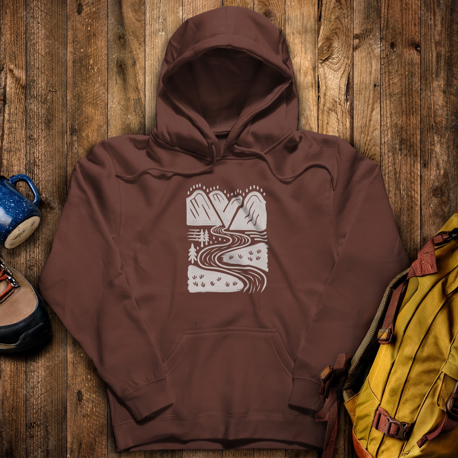 Valley Trails Hoodie Cocoa Adventure and Outdoors Themed Hoodie