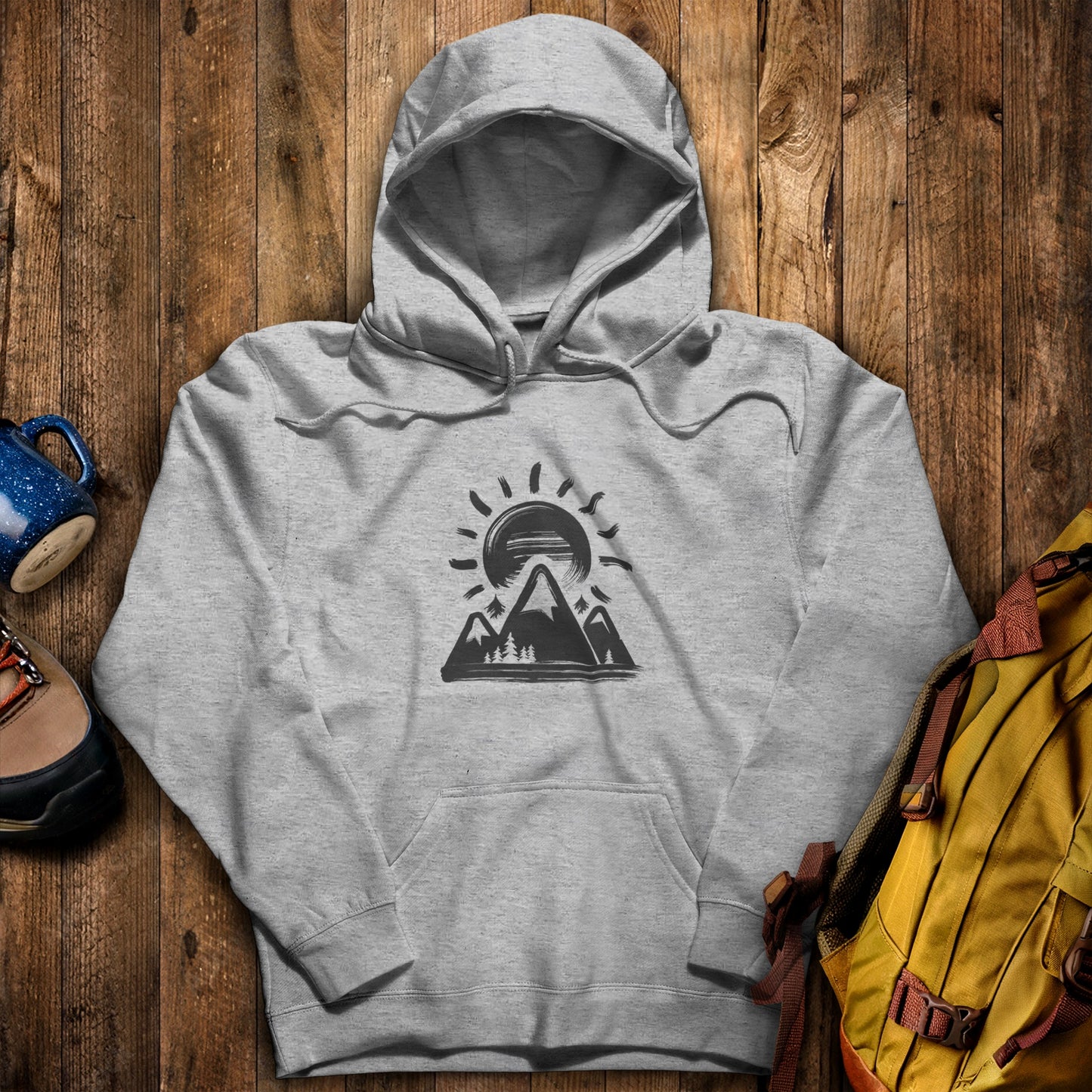 Summit Sunrise Painting Hoodie Sport Grey Adventure and Outdoors Themed Hoodie