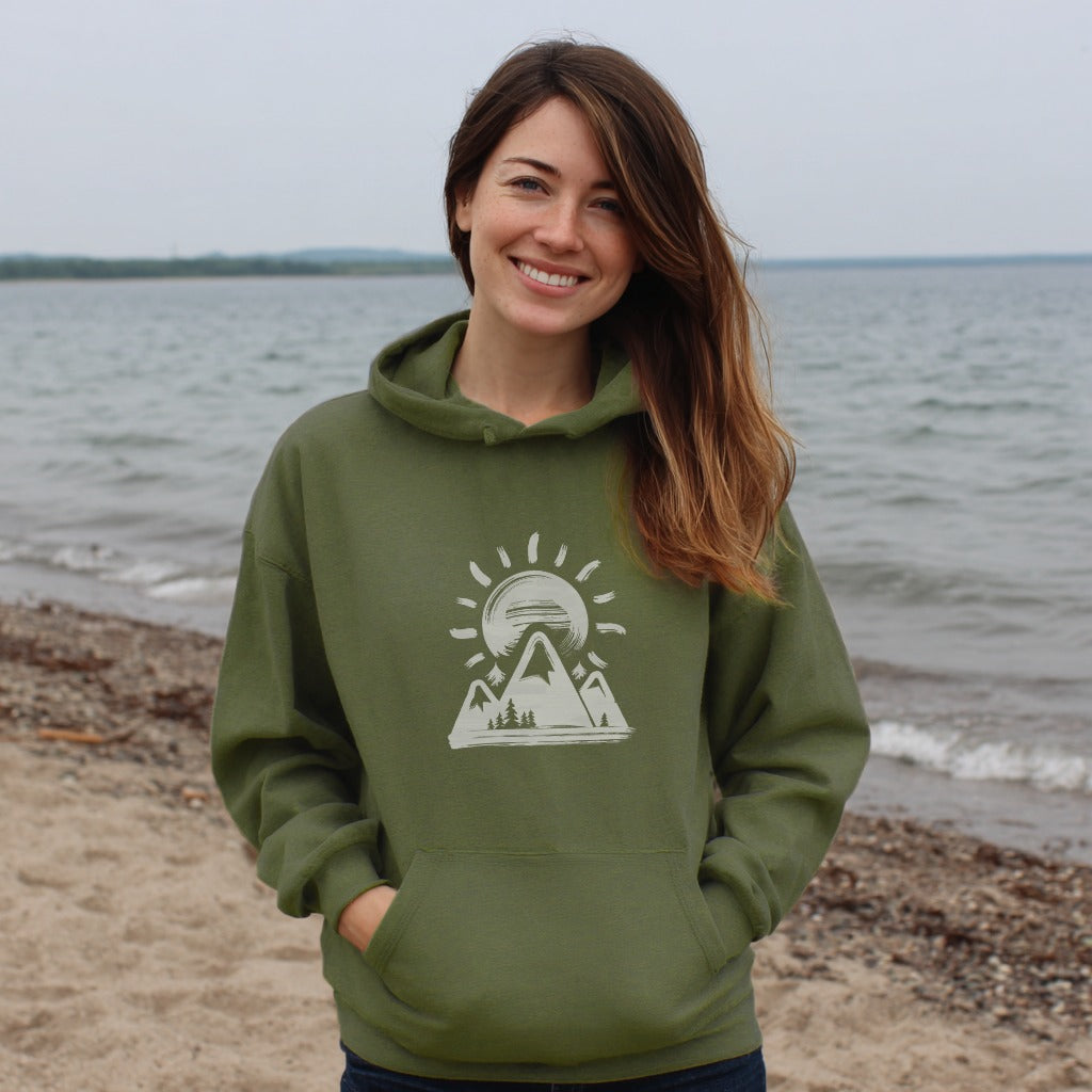 Summit Sunrise Painting Hoodie Adventure and Outdoors Themed Hoodie