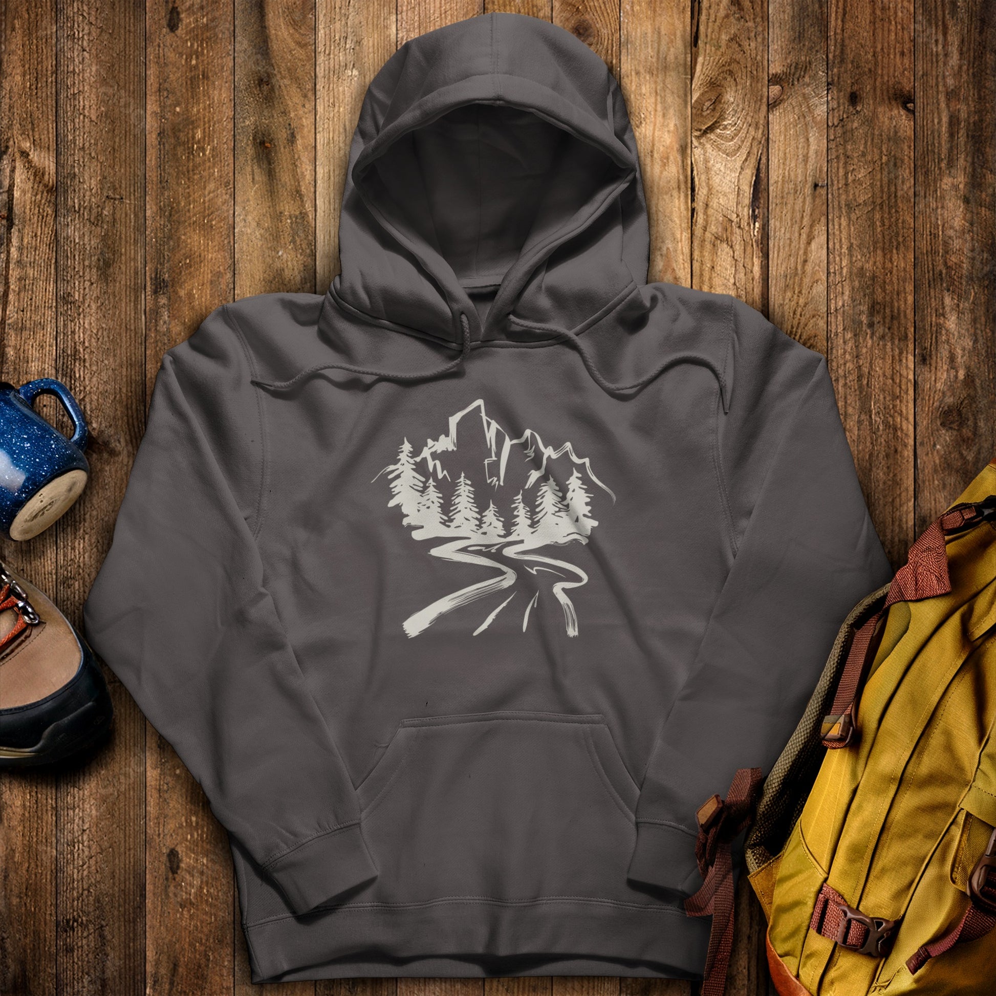 Mountain Bound Hoodie Charcoal Adventure and Outdoors Themed Hoodie
