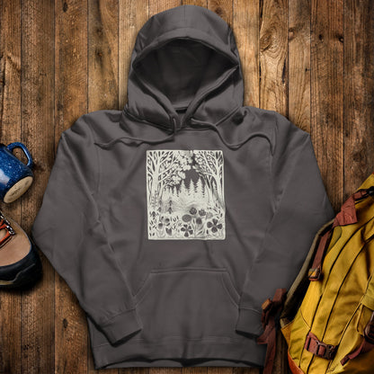 Forest Bloom Hoodie Charcoal Adventure and Outdoors Themed Hoodie