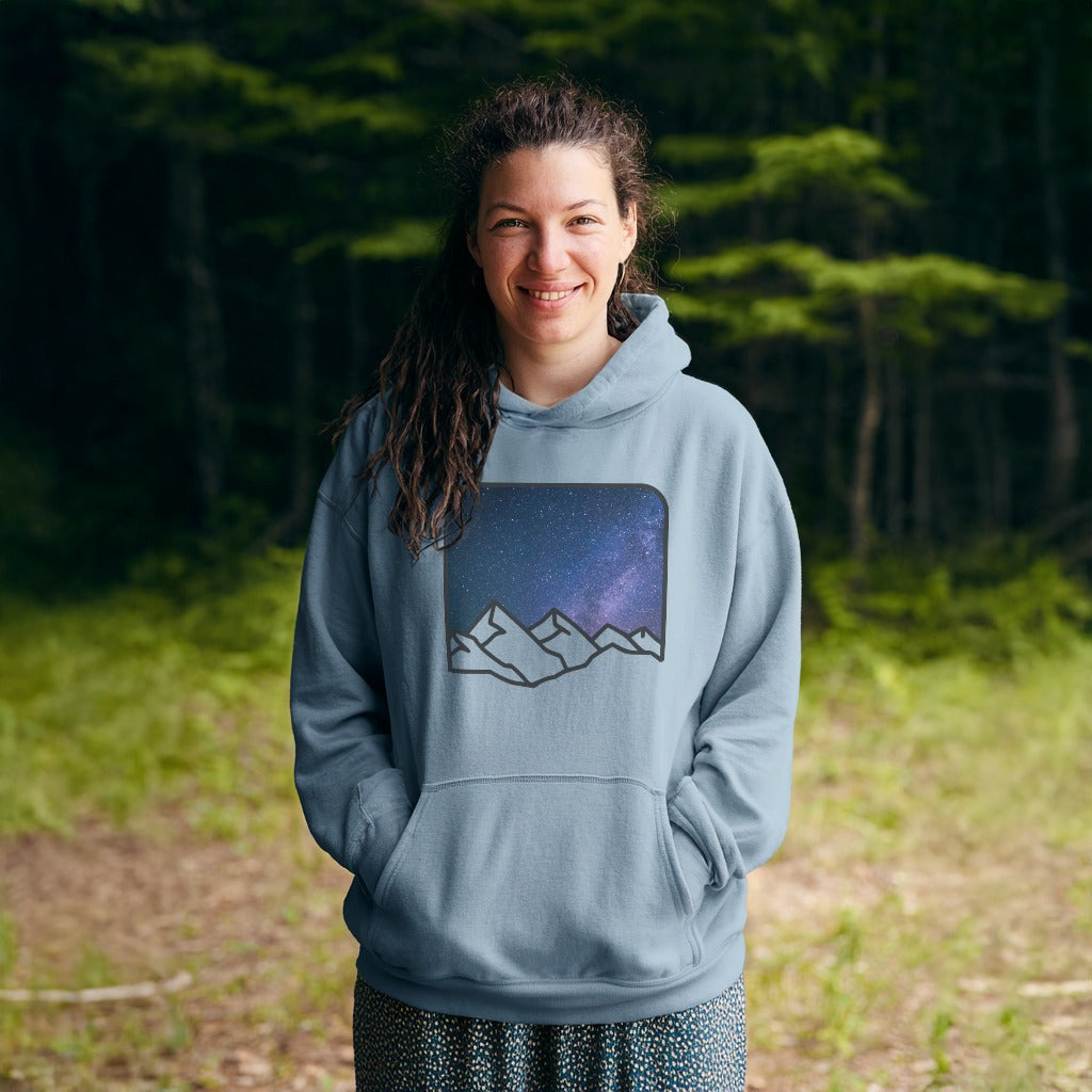 Starry Peaks Hoodie Adventure and Outdoors Themed Hoodie