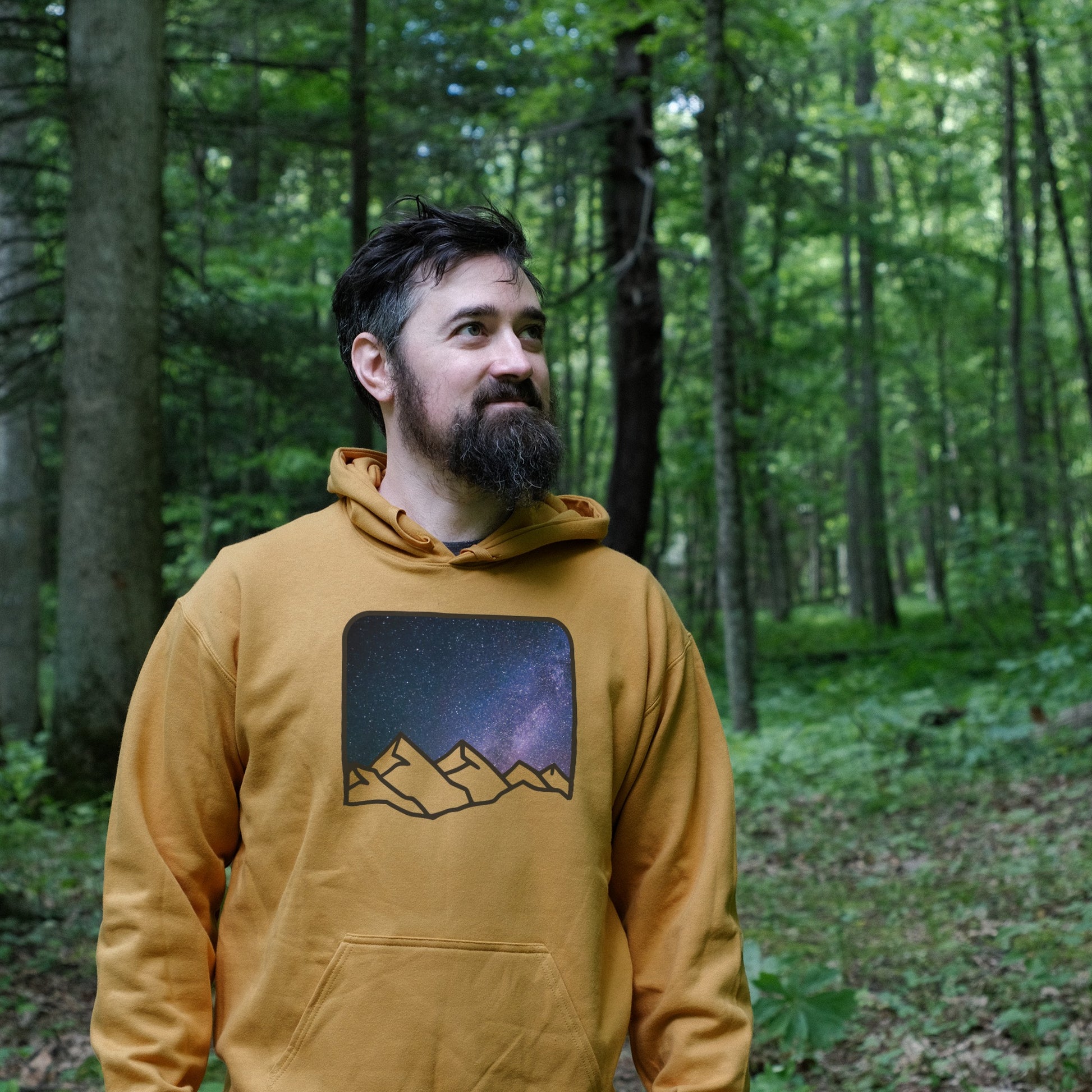 Starry Peaks Hoodie Adventure and Outdoors Themed Hoodie