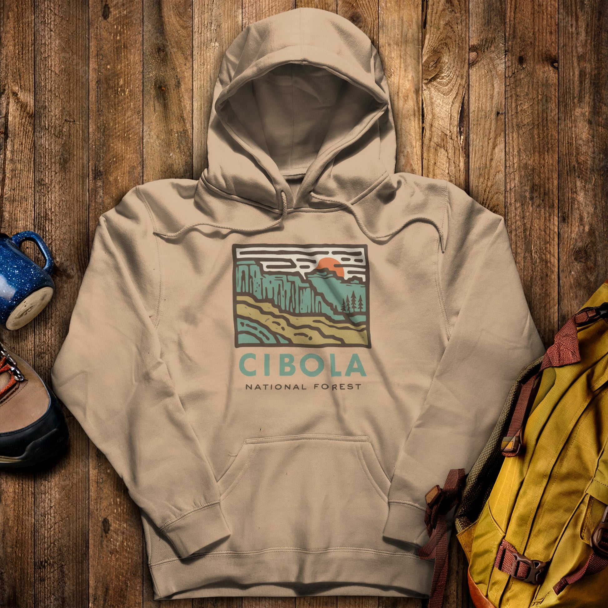 Cibola National Forest Hoodie Sand Adventure and Outdoors Themed Hoodie