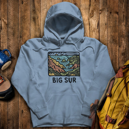 Big Sur State Park Hoodie Stone Blue Adventure and Outdoors Themed Hoodie