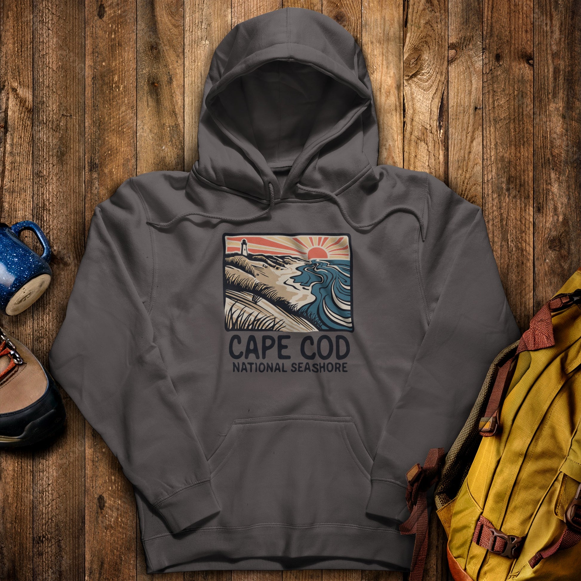 Cape Cod National Seashore Hoodie Charcoal Adventure and Outdoors Themed Hoodie