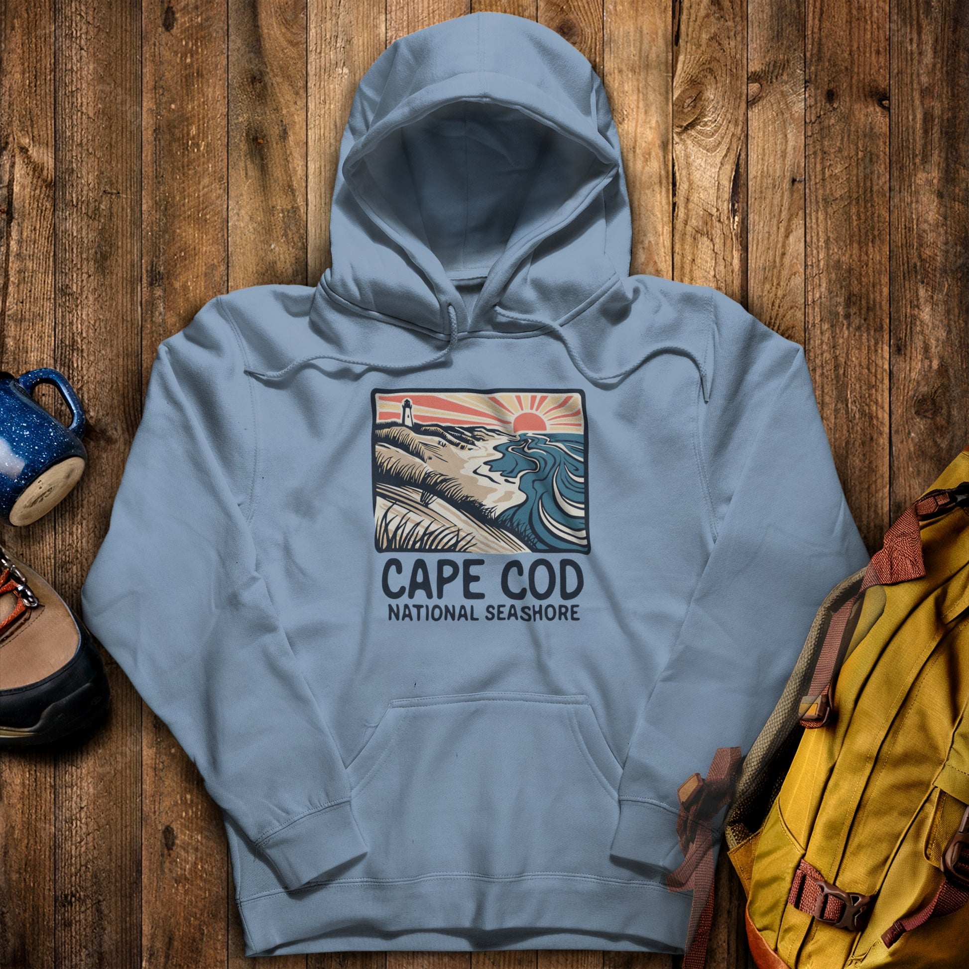 Cape Cod National Seashore Hoodie Stone Blue Adventure and Outdoors Themed Hoodie