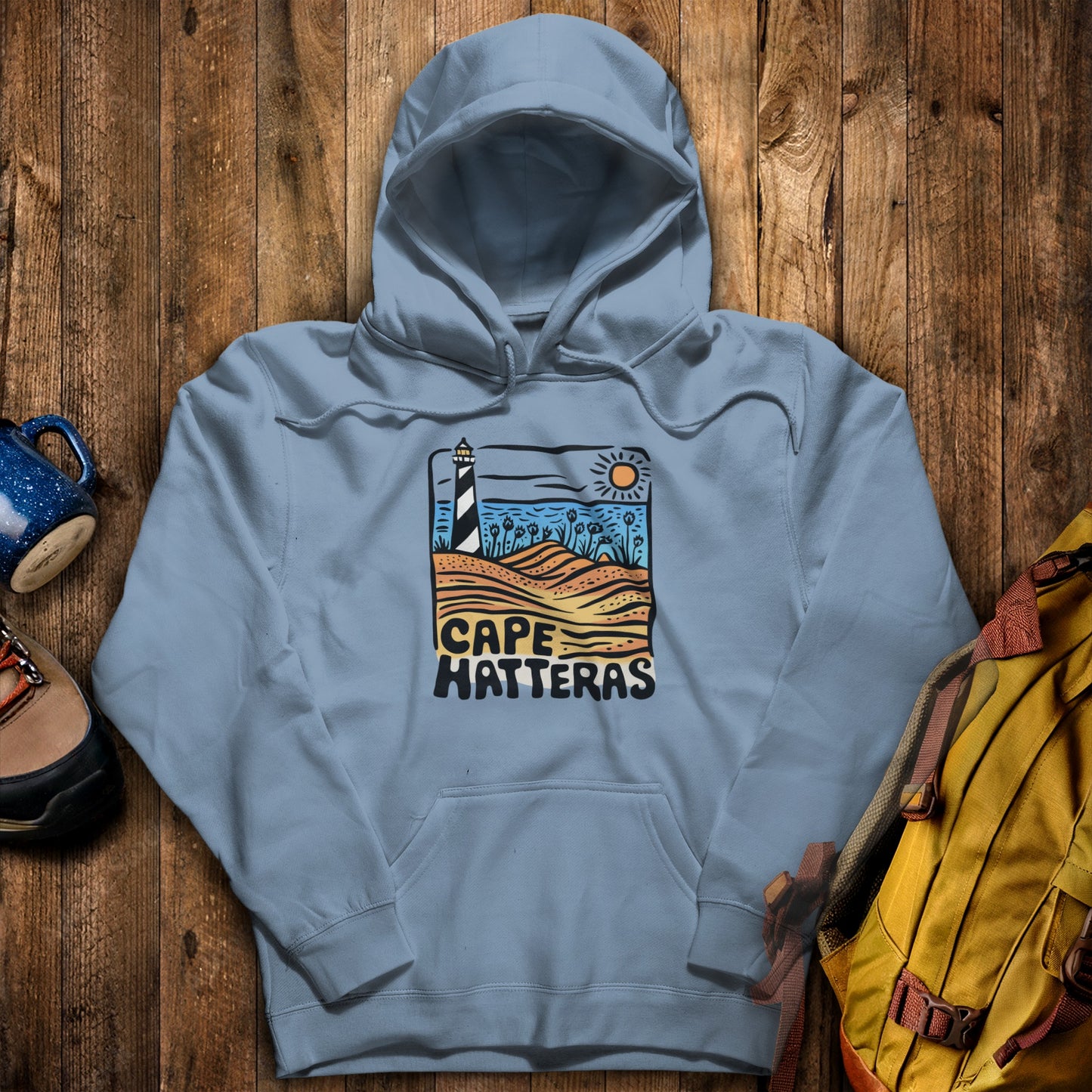 Cape Hatteras National Seashore Hoodie Stone Blue Adventure and Outdoors Themed Hoodie
